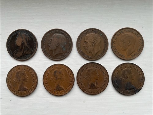 Old british penny collection - old,