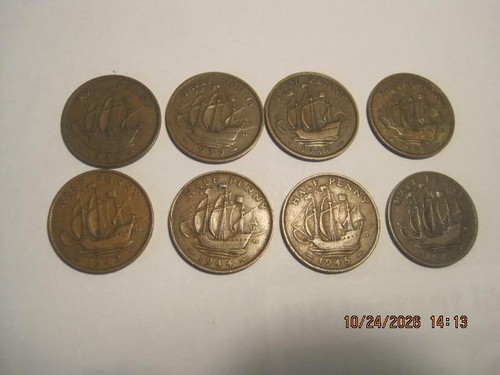 Halfpenny coins - gb,