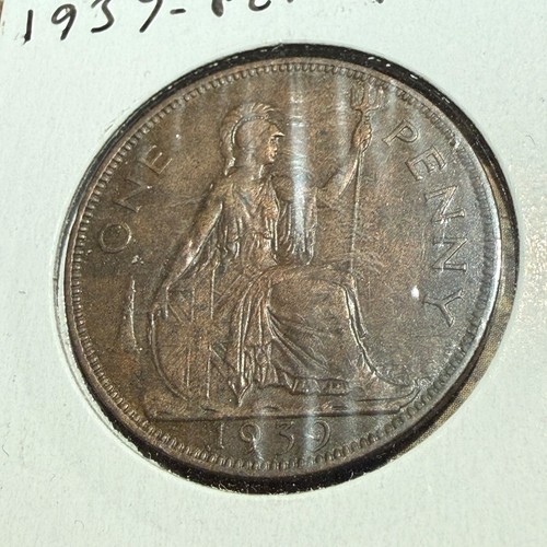 1939 one penny coin - 1d,