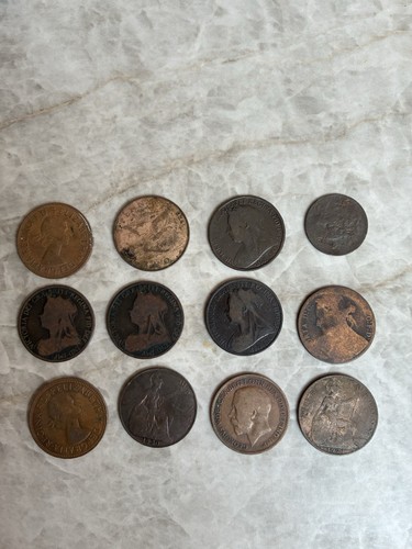 Vintage british penny coins - vintage,