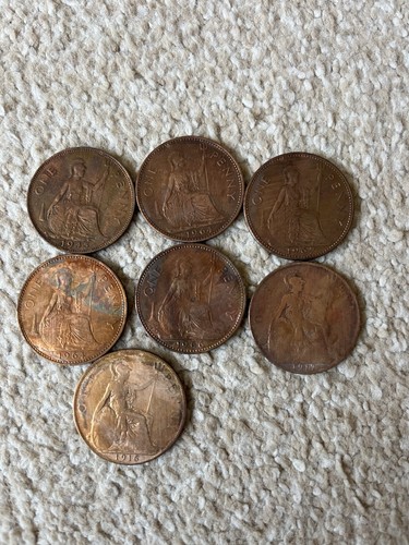 Lot british penny coins - penny,