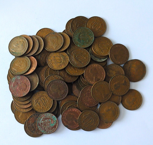 Mixed british penny coin - mixed, bulk