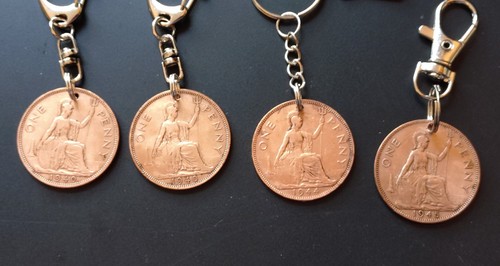 One penny coin - coin, keyrings