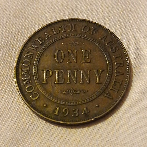 Australia 1934 one penny coin - one,