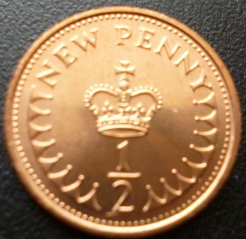 1971 half new penny coin - 1971,