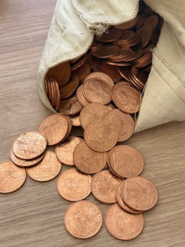 1967 one penny coins - one,