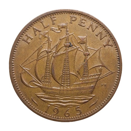 1965 half penny coin - 1965, uk