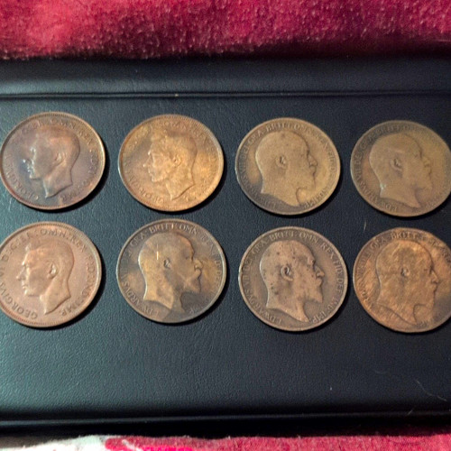 British pennies halfpennies - british,